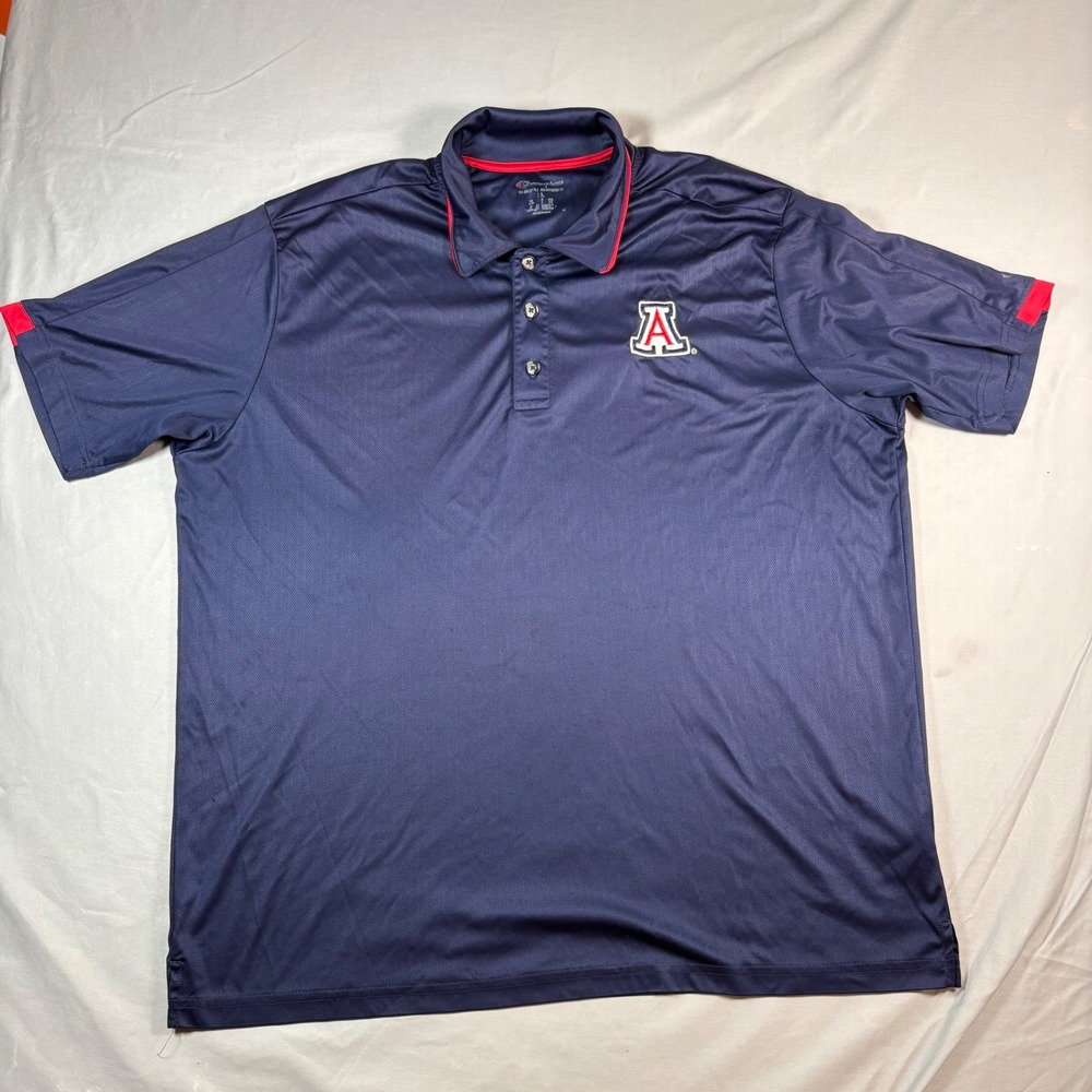 Champion University of Arizona Wildcats Polo Shirt Mens Large Navy Blue NCAA